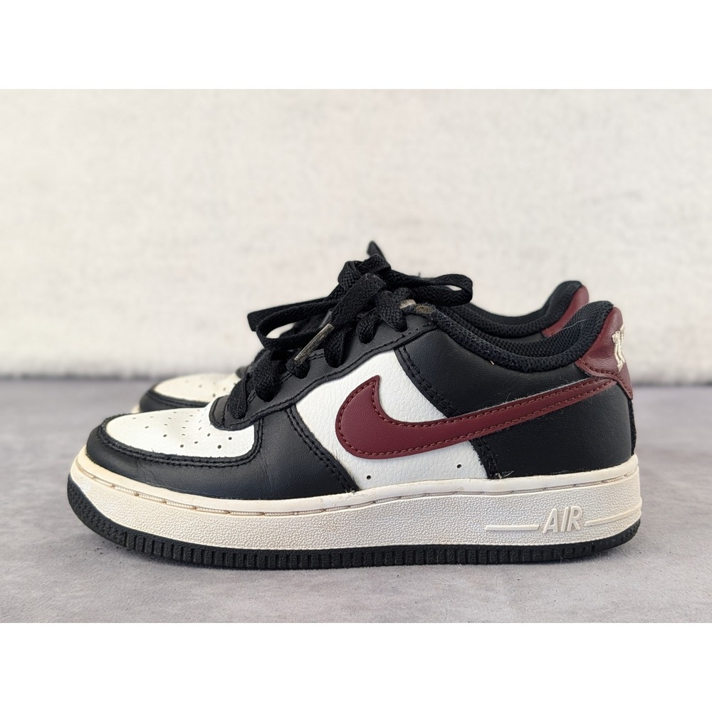 Nike Air Force 1 Low Black White Burgundy Kids Sneakers FZ4351-001 Size 1Y